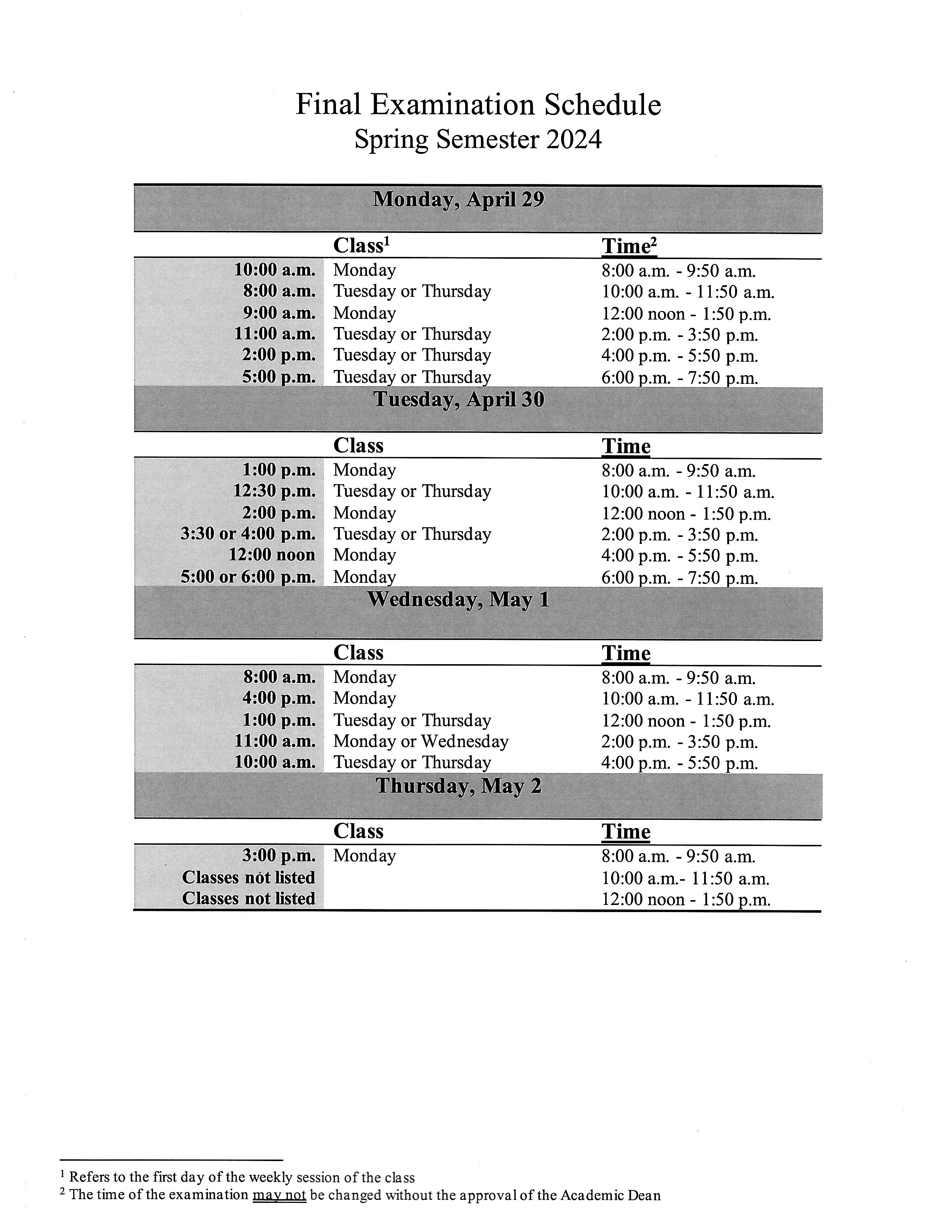 Final Examination Schedule Morris College(06)